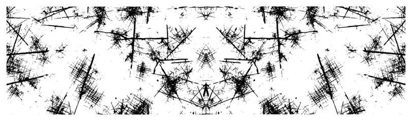 Fototapeta premium Panoramic high contrast grunge texture with aggressive crosshatching and sharp linear scratches