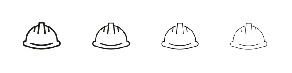 Fototapeta premium Helmet icon, thin line symbols. eps 10 vector