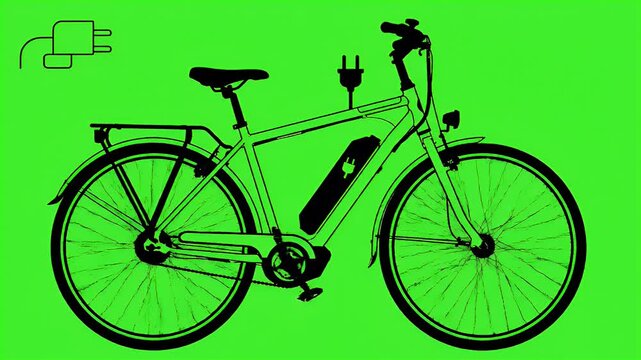 Electric Bicycle Green Screen Footage With Charging Icon