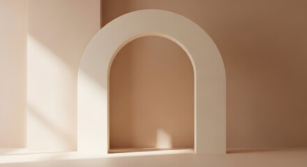 Modern minimalist archway with soft natural light and shadows