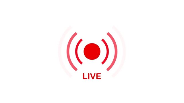 Live broadcast logo pulsing animated signal waves internet streaming vector footage for digital media.
