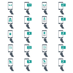 Mobile phone malware icon set