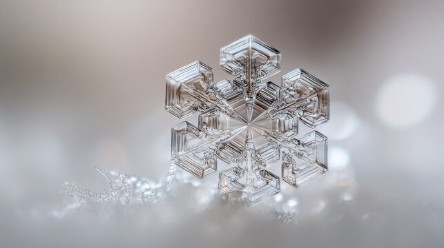 Intricate ice crystal snowflake design with perfect symmetry