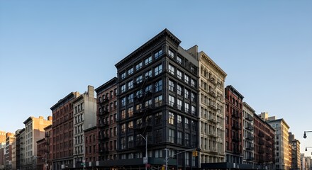 Classic Cast Iron Architecture and Brownstone Buildings in New York City Soho District