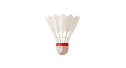 A single badminton shuttlecock with white feathers isolated on a clean white background