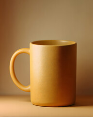 Single matte ceramic mug on warm neutral background with generous copy space