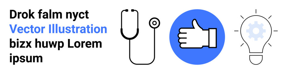 Obraz premium Healthcare, diagnostics, approval, innovation, business, ideas. Stethoscope, blue thumbs-up icon gear inside lightbulb. Healthcare and diagnostics concepts visually