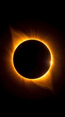 A dark circle with a bright yellow ring