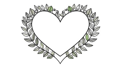 A heart-shaped frame adorned with colorful leaves