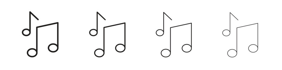 Music note icon, thin line symbols. eps 10 vector