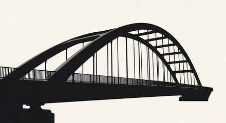 Obraz premium Silhouette of a steel arch bridge.