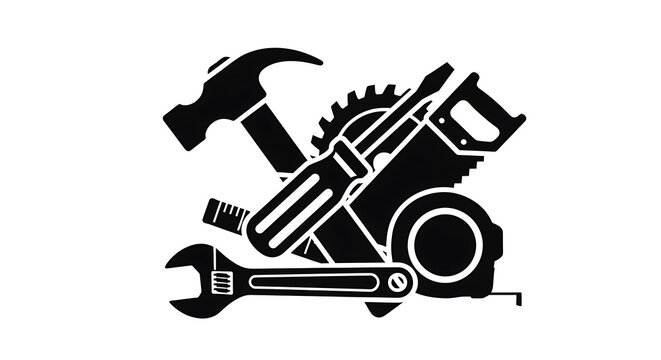 Black and white tools logo icons.
