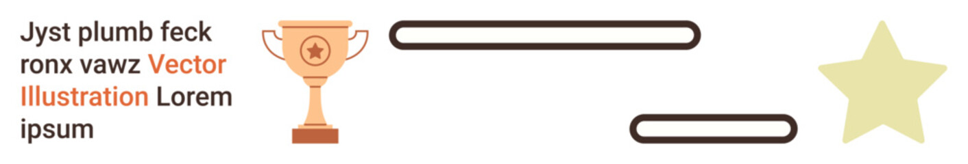 Obraz premium Rewards, competitions, achievements, goals, recognition, milestones. Trophy icon, horizontal text lines and star symbol on a white background. Recognition and achievements concept