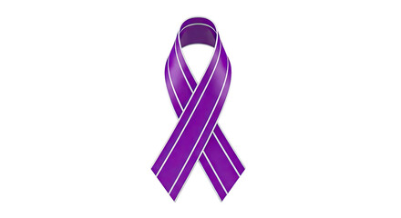 Purple Awareness Ribbon with White Stripes