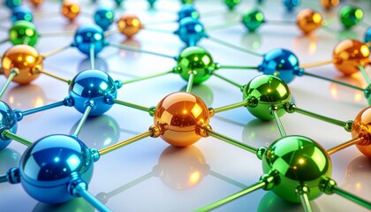 Obraz premium Vibrant molecular structure with interconnected colorful atoms