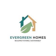 Fototapeta premium Evergreen Homes Sustainable Building Logo.