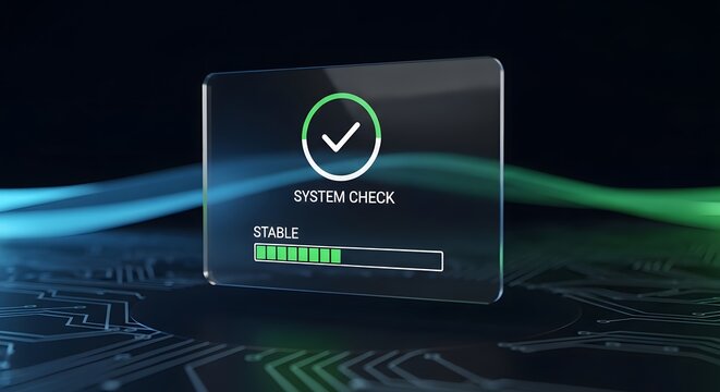 Computer system displaying successful system update or security verification process