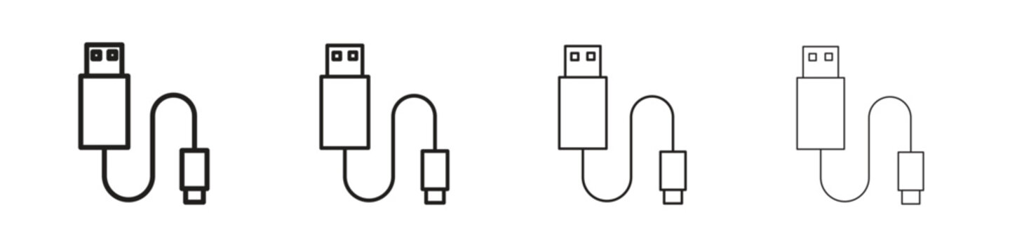 USB cable icon, thin line symbols. eps 10 vector
