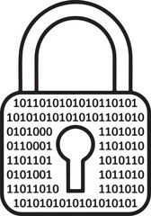 A digital padlock symbolizing cybersecurity with binary code pattern