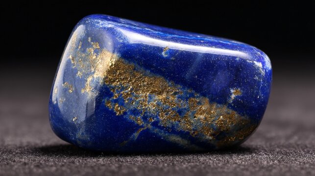 Polished lapis lazuli gemstone showcasing deep blue with gold flecks