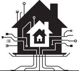 Modern smart home technology integrated with traditional house design