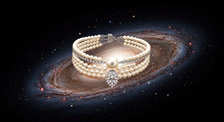 A futuristic megastructure encircles a spiral galaxy in the vastness of space