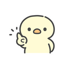 人差し指を立ててポイントを示すひよこの手書きイラスト © Nitomaru