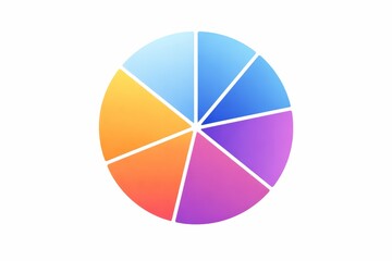 Fototapeta premium A color wheel contains eight segments with smooth gradient transitions from blue to orange to purple in a circular design