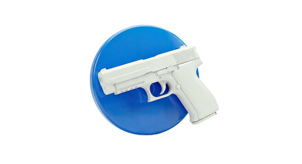 White Pistol on Blue Circle