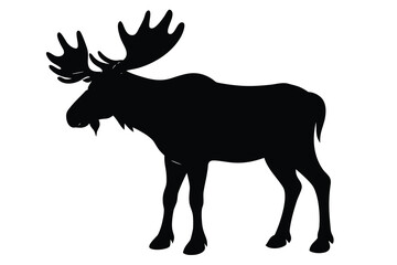 Moose, Large Antlered Mammal Silhouette