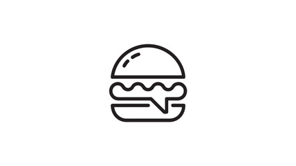 Fototapeta premium Hamburger Icon in Simple Line Art with Black Color on White Background for Fast Food Logo
