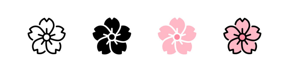 かわいい桜のアイコンセット (ベクター)