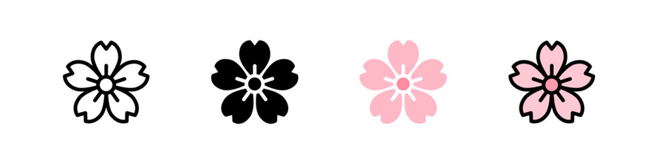 かわいい桜・秋桜のアイコンセット (ベクター)