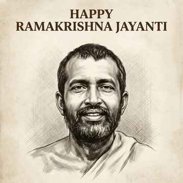 Celebrating the spiritual legacy of ramakrishna on his jayanti day with an artistic sketch