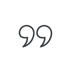 Obraz premium Gray quotation marks icon, minimalist, isolated on white. Two curved, reversed commas