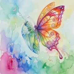 Watercolor Dream A soft dreamy watercolor painting of a caterpil