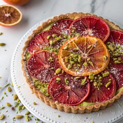 Blood Orange Pistachio Pie Striking blood oranges combined with