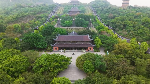 B&aacute;i Đ&iacute;nh Pagoda &ndash; Backward Aerial Reveal of Main Tower