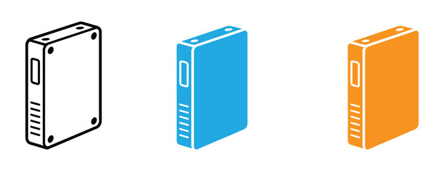 Binder icons. Vector set in filled and line style. Isometric binder icon isolated on white background, a symbol of organization Pro Vector
