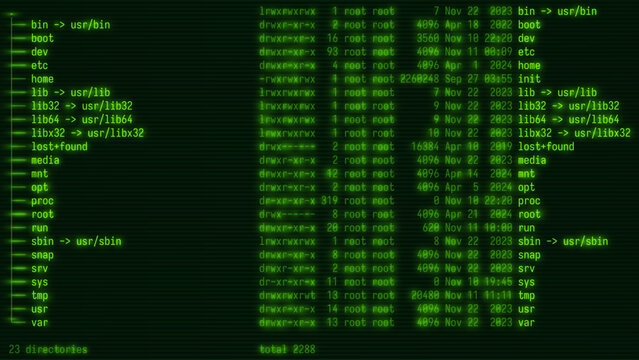 Hacker Screen. Unix Command Line Interface CLI Screen with Streaming Source Code and System Processes. Cyber Security and System Programming Vector Illustration.