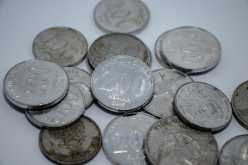 Close Up Indonesian Rupiah Coins &ndash; Savings, Financial Economy and Small Change Money Concept