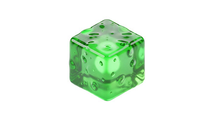 Glowing, gelatinous cube with organic textures, isolated on black