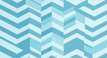 Obraz premium Abstract geometric pattern of interlocking light blue and teal chevron shapes