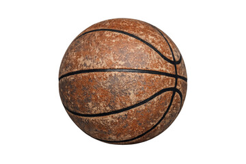 Vintage basketball with weathered texture on transparent background
