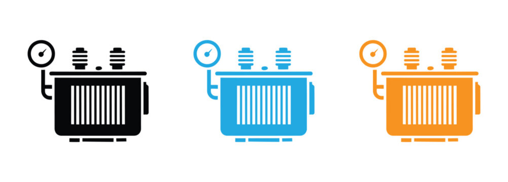 Electric transformer icon vector illustration on white background. 