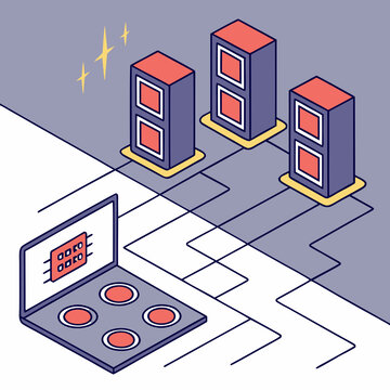 Vibrant visualization of GPU parallel computing, showcasing data flow and processing power with interconnected nodes
