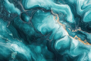 Fototapeta premium calming teal and turquoise fluid marble with gold veins and swirling abstract texture