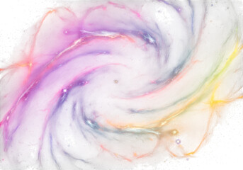 A colorful swirl of purple, pink, and yellow hues isolated on transparent background