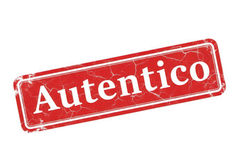 A red stamp with the word autentico on it isolated on transparent background