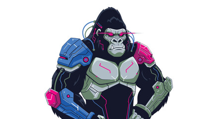 Gorilla Silhouette Profiles in Various Positions.